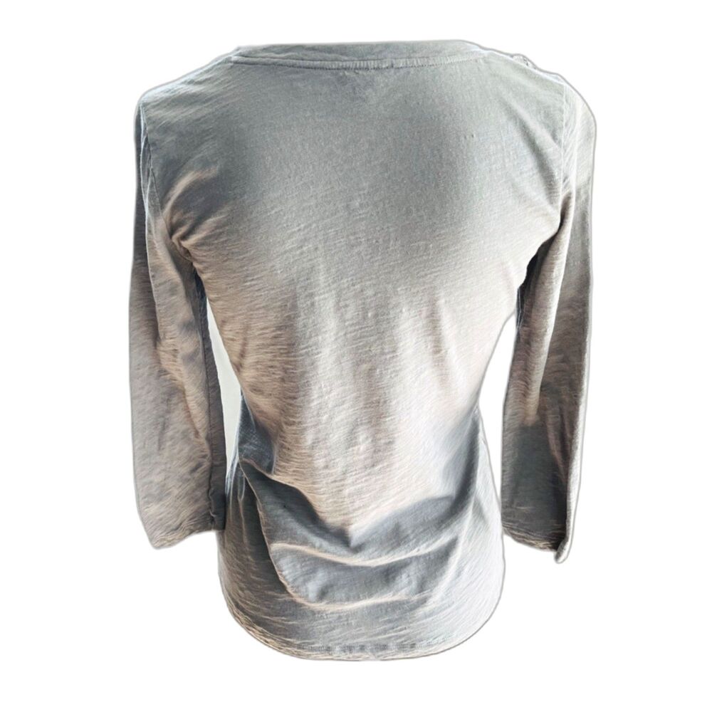 Talbots Gray Cotton Silver Sequins 3/4 Sleeve Top - Picture 2 of 4